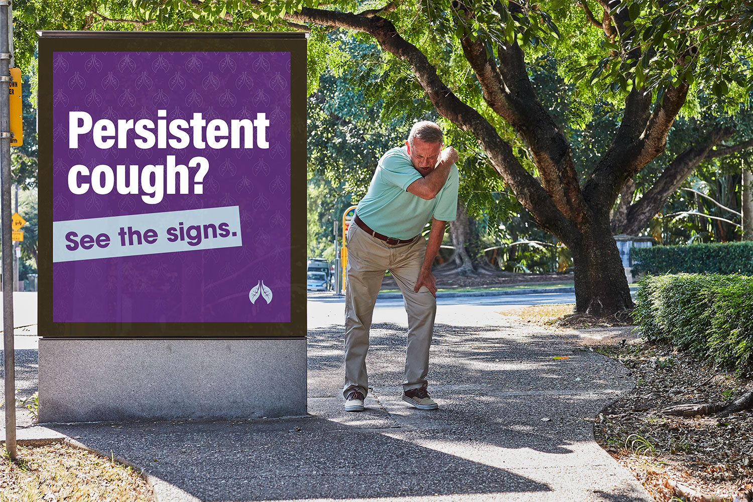 Persistent cough? See the signs. Street billboard.